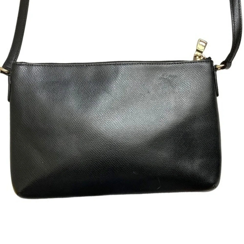 Coach black grained leather file crossbody bag